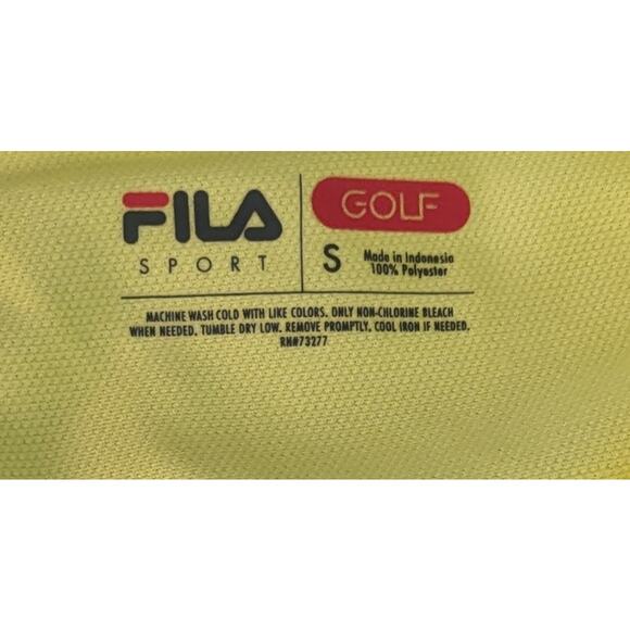 NEW FILA Mens 100% Polyester Yellow Golf Polo Shirt Size Small 40 - Picture 4 of 7